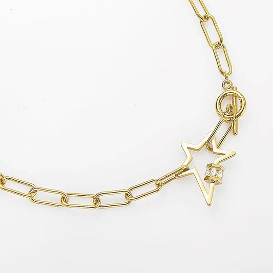 Stainless Steel Gold Toggle Star Necklace