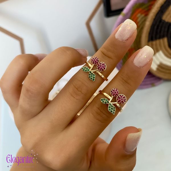 Cherry shaped gold plated ring