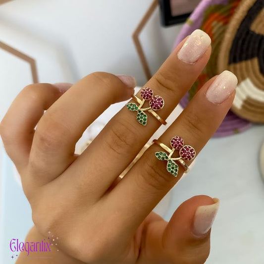 Cherry shaped gold plated ring