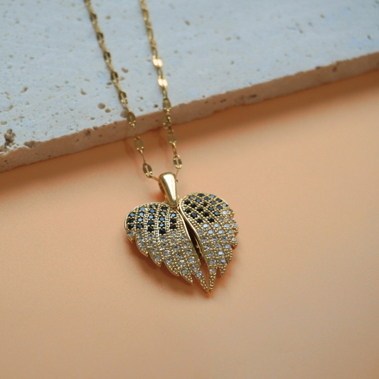 Angel wings with hidden heart necklace