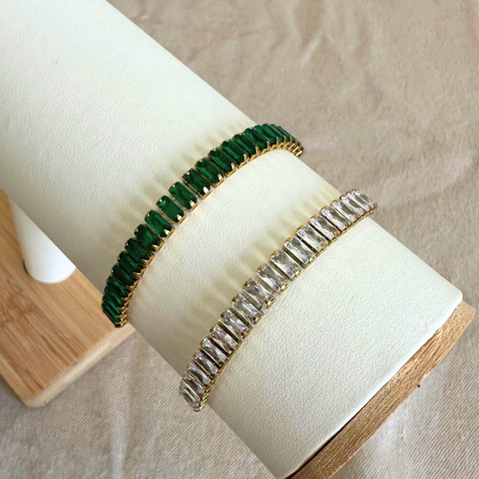 Vintage Style - rectangle shaped zircon adjustable bracelet