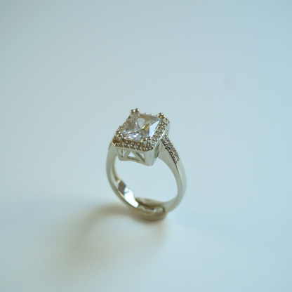 Big rectangle zircon ring