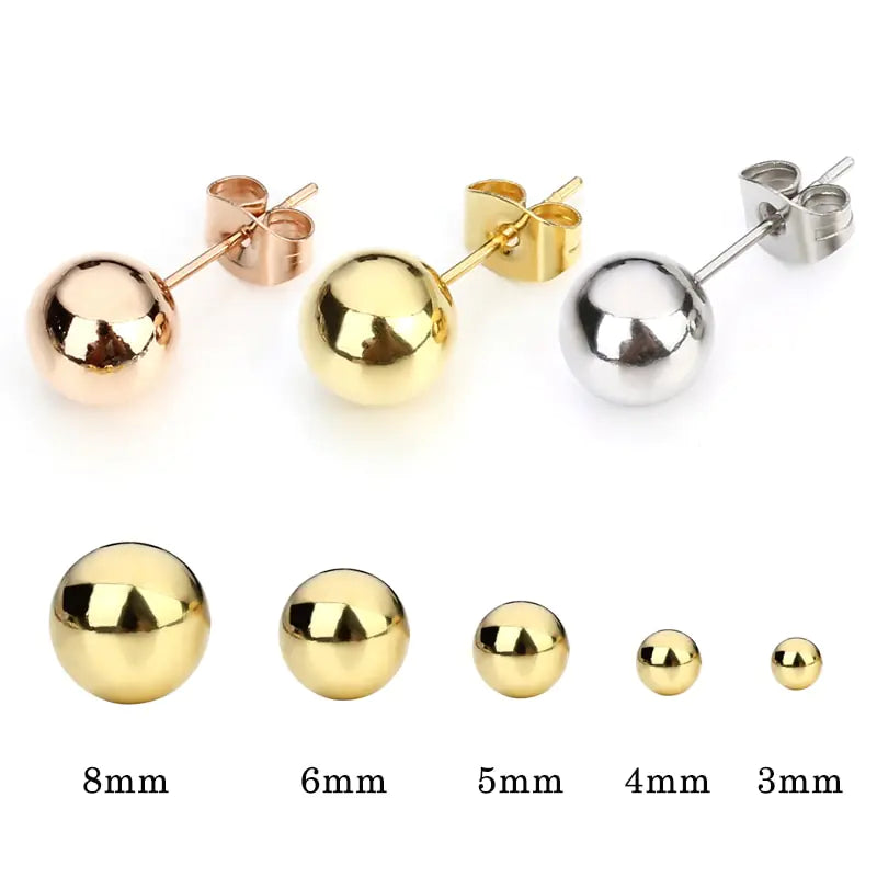 Stainless Steel Ball Stud Earrings