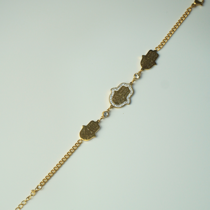 Hand - stainless steel charm chain bracelet