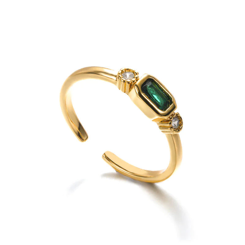 Green Zircon Gold-Plated Love Ring