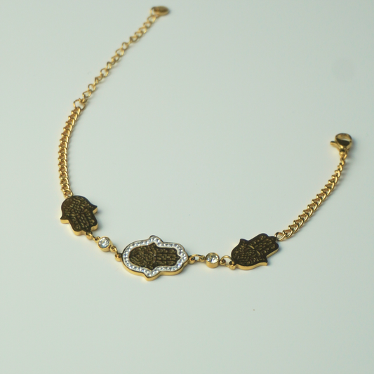 Hand - stainless steel charm chain bracelet