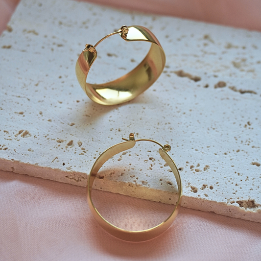 Retro style - gold plated hoop earrings
