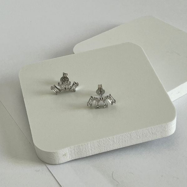 Half moon shape - zircon stud earrings