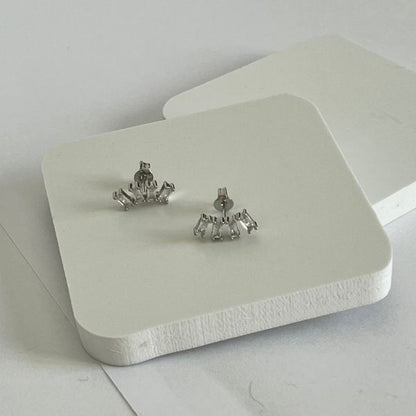 Half moon shape - zircon stud earrings
