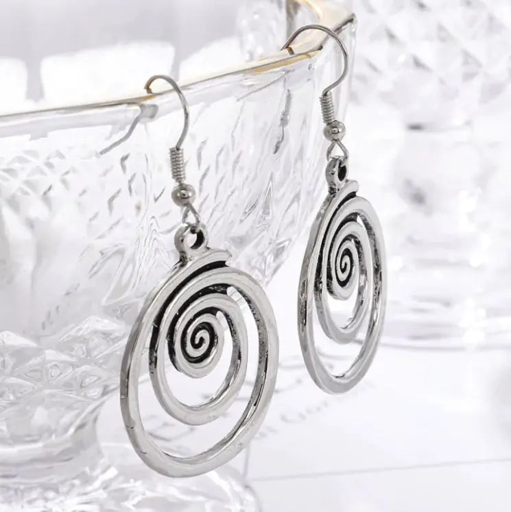 RETRO Geometric Spiral Distressed Earrings Personality