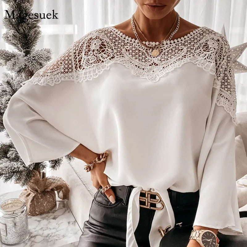 Embroidery Lace Blouses - Vintage Plus Size Women's Tops