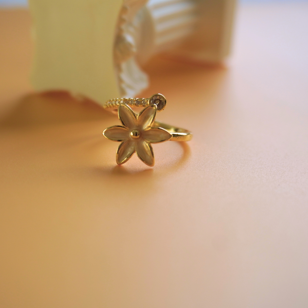 flower cuff ring