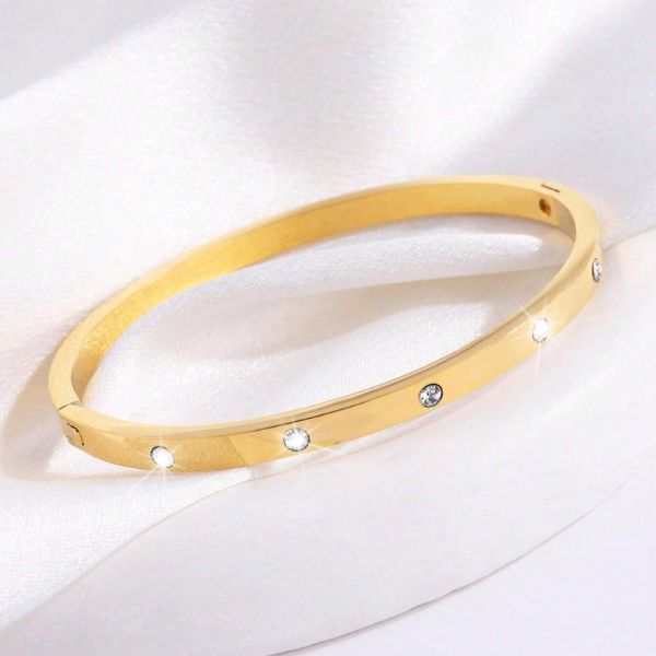 Stainless steel Classic style - Rhinestones bangle