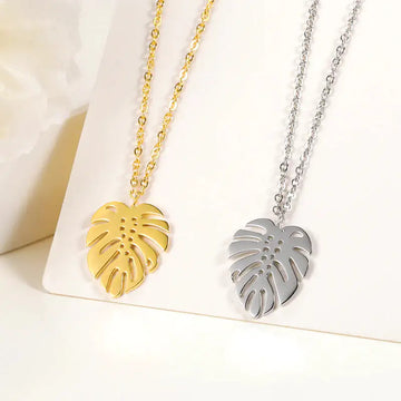 Hawaii Style Summer Collar Stainless Steel Palm Leaf Necklaces