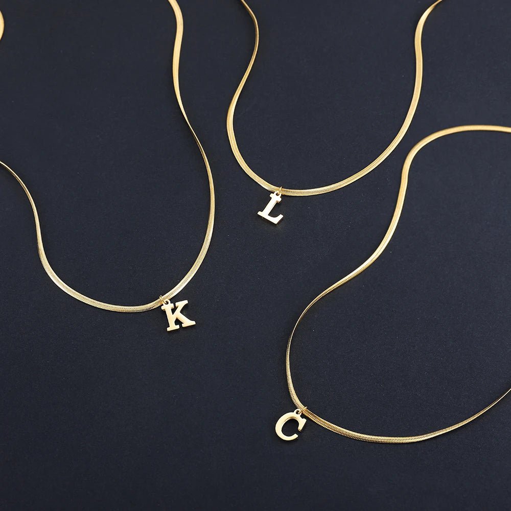 Alphabet Gold Plated Stainless Steel Pendant - Elegantix Boutique