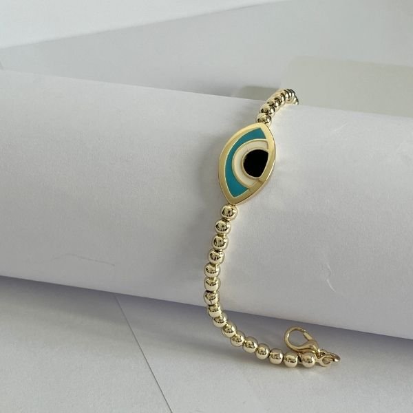 Beaded bracelet with abstract eye shape - Elegantix Boutique