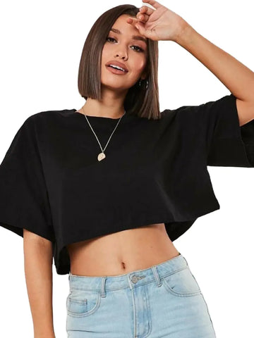 Simple t-shirt Women Crop Top