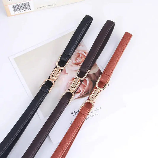 Slim leather belt