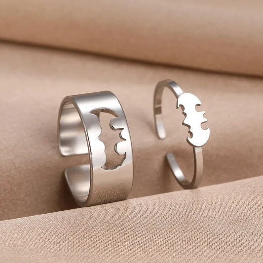 Stainless Steel Couple B AT-MAN Rings