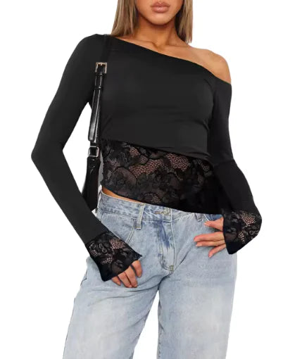 Luxe Lace Asymmetrical Tube Top