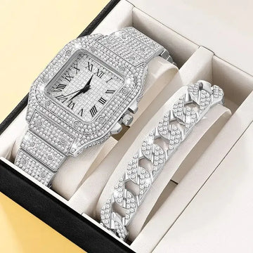 Sparkling Zirconia Women Watch and bracelet - 2 piece set